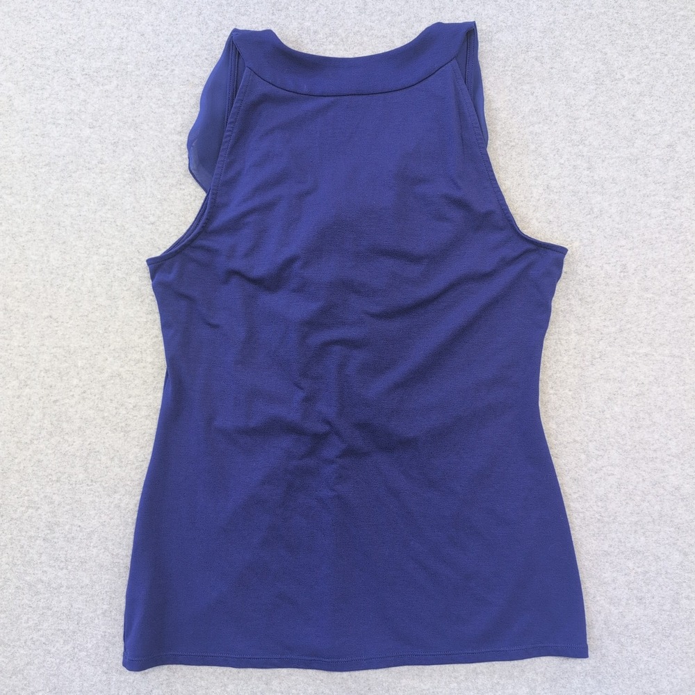 White House Black Market Blue Sleeveless Ruffle Tank Top Size L Women's - Picture 3 of 4